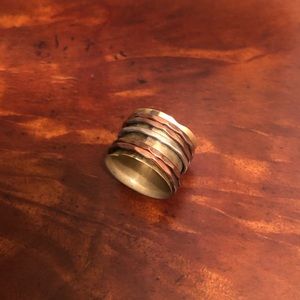 Tri-Color Copper/Brass/Nickel Spinner Ring 5 1/2